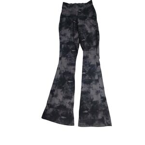 Primark Girls Tie Dye Flare Leggings Pants Black Grey XS